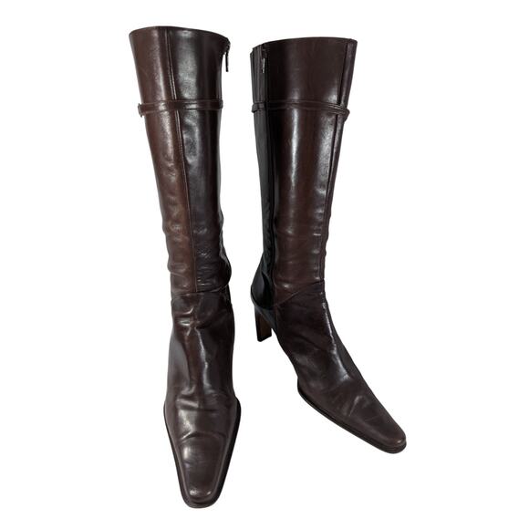 KENNETH COLE! ESPRESSO BROWN GENUINE LEATHER NIPPED POINTY TOE BOOTS! SZ 9M - Picture 2 of 13